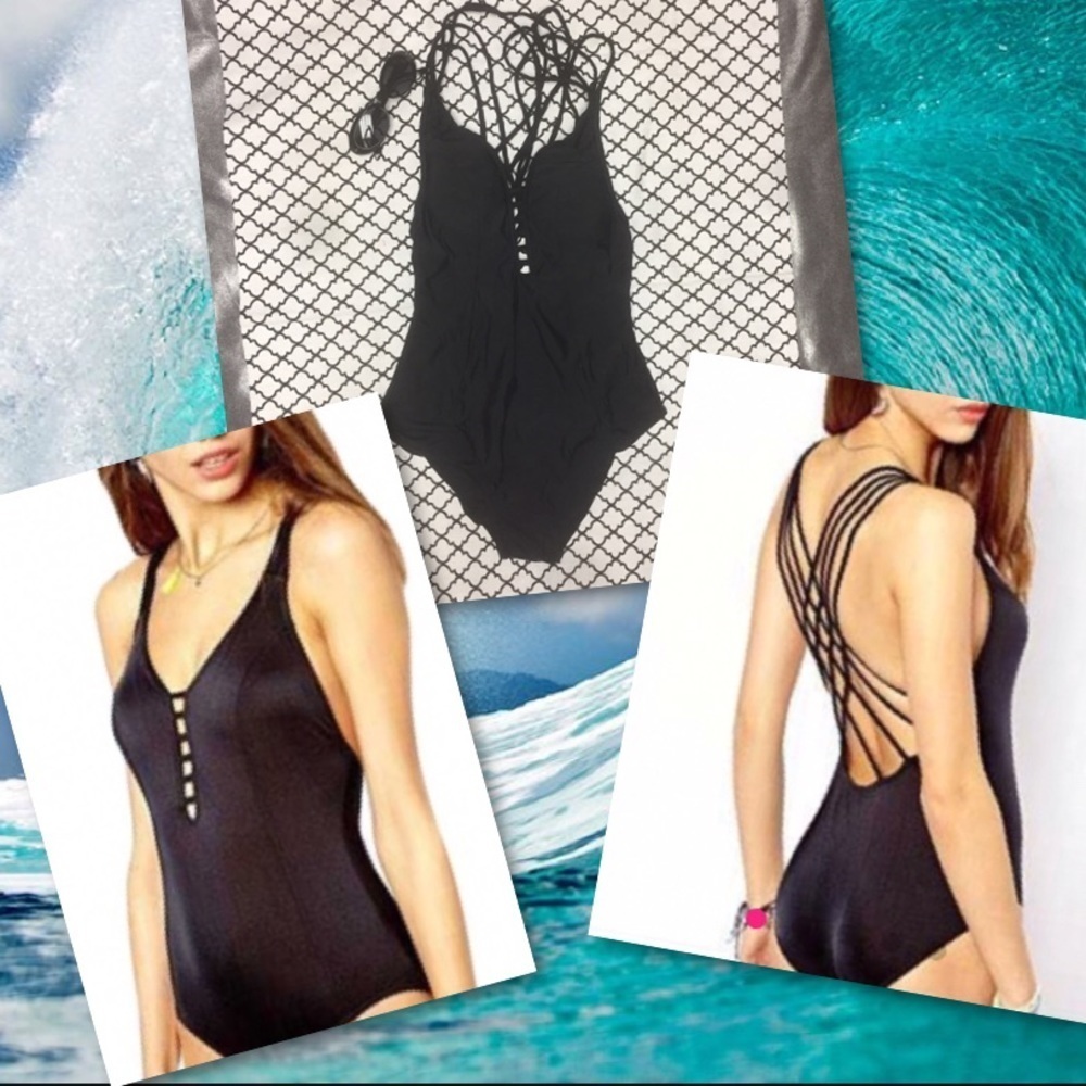 Strappy back one piece swimsuit
